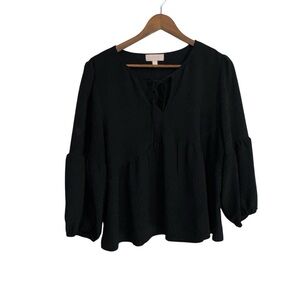 Charmed Hearts Black Peplum Top XL